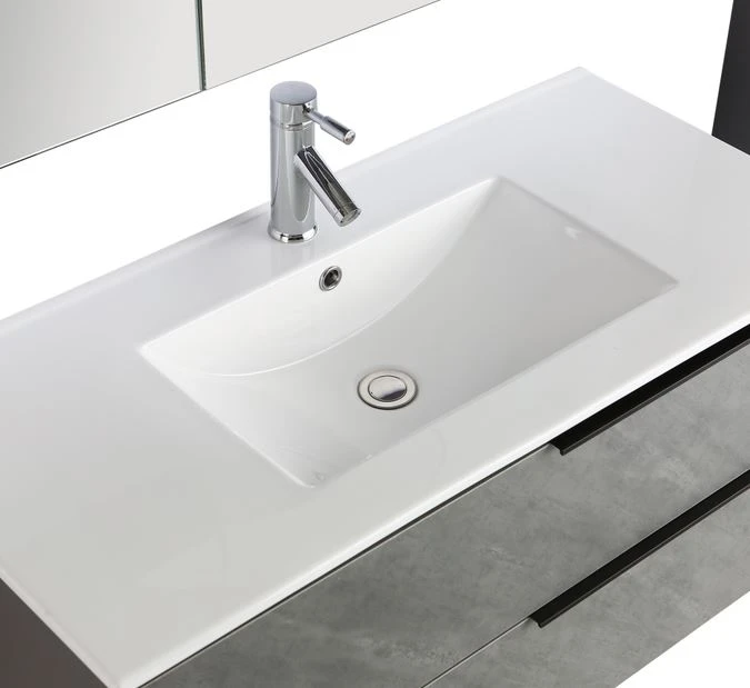 2020 New Stone Textured Melamine Veneer Bathroom Cabinet With Smart Mirror