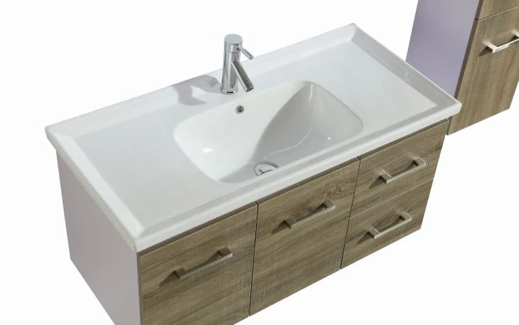 Melamine Ceramic Bathroom Cabinet With LED Mirror