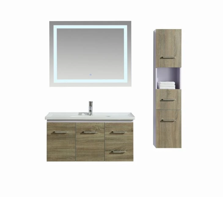 Melamine Ceramic Bathroom Cabinet With LED Mirror