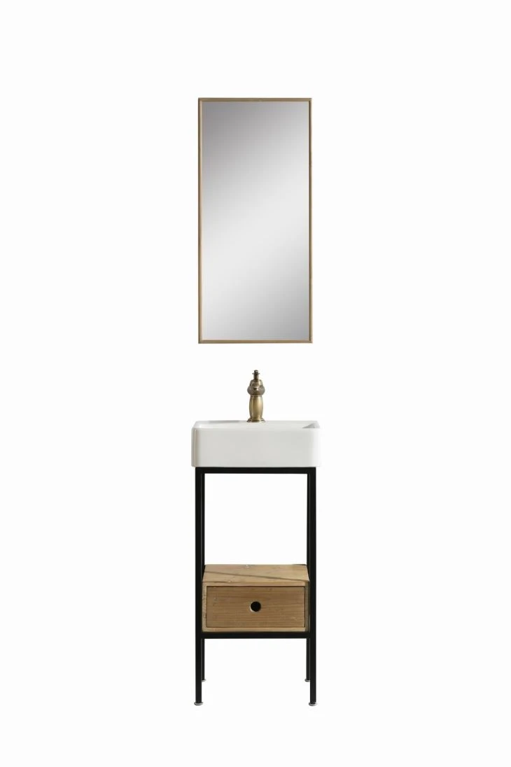 Small Size Distressed Solid Wood Bathroom Cabinet With Mirror Vanity