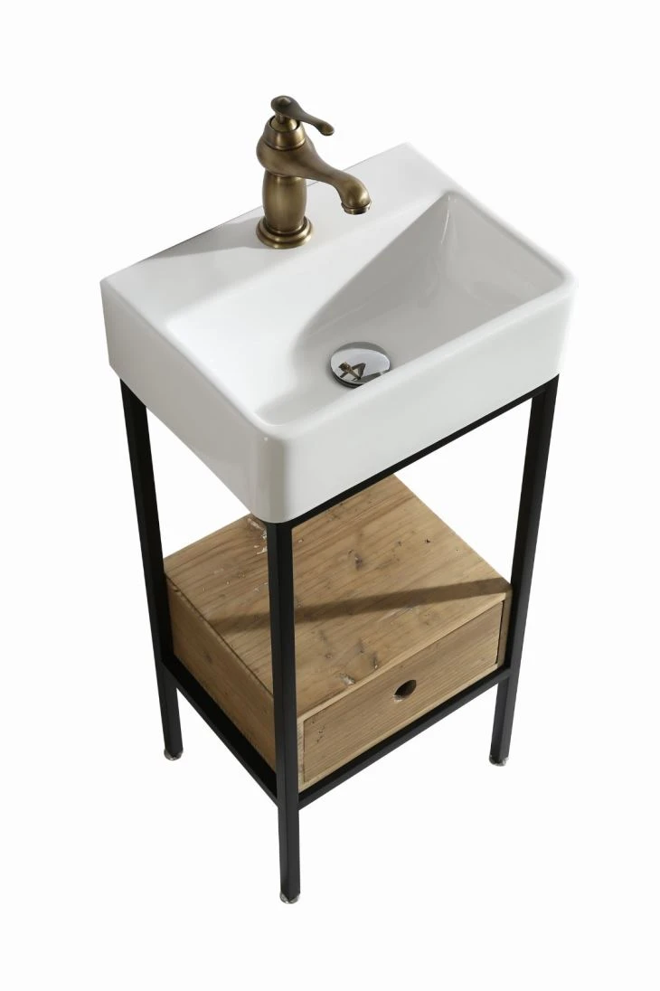Small Size Distressed Solid Wood Bathroom Cabinet With Mirror Vanity
