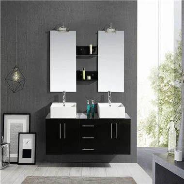 Meuble de salle de bain traditionnel imperméable noir