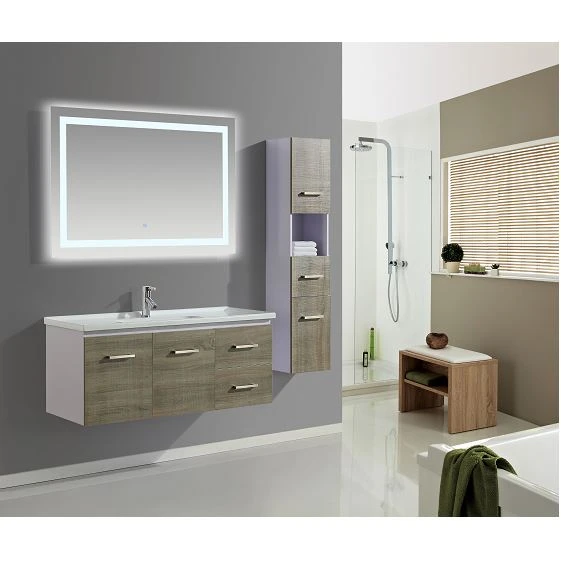 Meuble de salle de bain en céramique mélaminée avec miroir LED