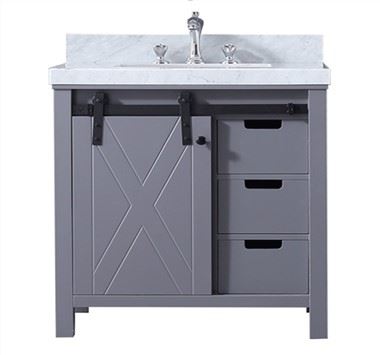 Meuble lavabo de salle de bain en bois massif gris de 30 pouces avec lavabo