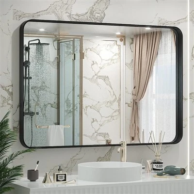 Miroir à cadre noir de 40 x 30 pouces