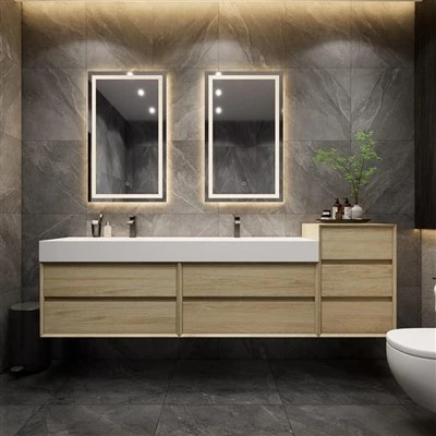 Meuble-lavabo flottant avec petite armoire latérale