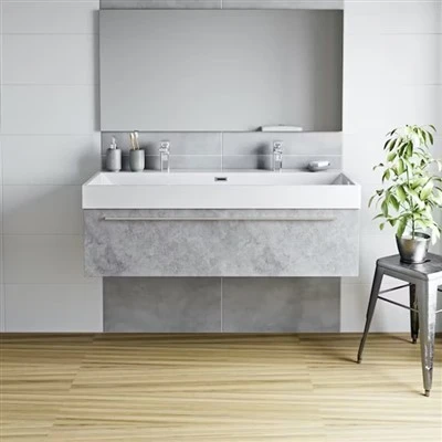 Vanité grise avec lavabo