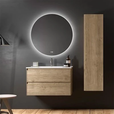 Armoire de salle de bain suspendue en placage de bois