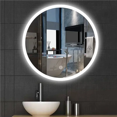 Grand miroir de salle de bain à cadre rond