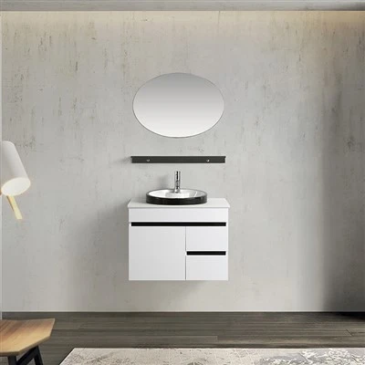 Armoire de salle de bain moderne en PVC blanc