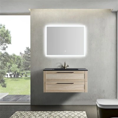 Meuble-lavabo simple en chêne