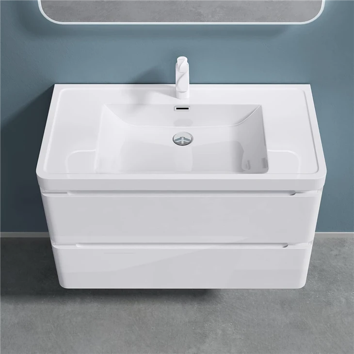 white basin with Cabinet Wall Mounted