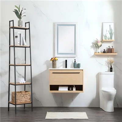 Vanité de salle de bain simple 30'' avec dessus en marbre d'ingénierie