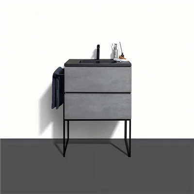 Vanité de salle de bain moderne sur pied avec bassin noir