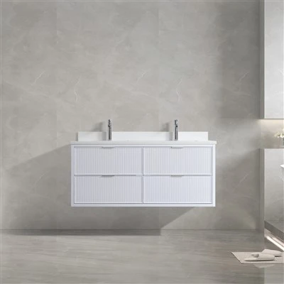 Armoire de salle de bain à flûte blanche moderne